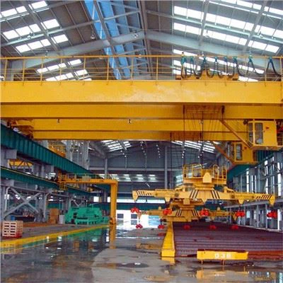 Kren Kembara Overhed Dua Girder 50 Tan dengan Rasuk Gantung Elektromagnet Berputar